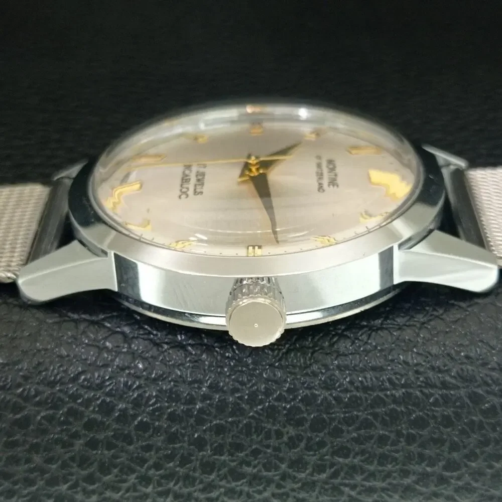Vintage 1984 Montine Of Switzerland Manual Mens Silver Watch W/Steel Strap